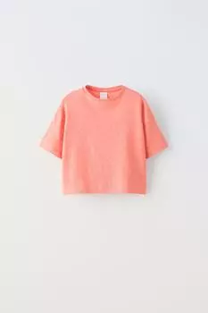 Футболка Zara With Cotton And Linen, розовый