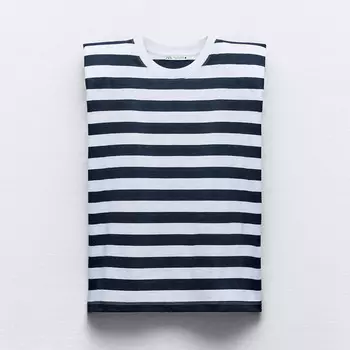 Футболка Zara With Shoulder Pads, черный/белый