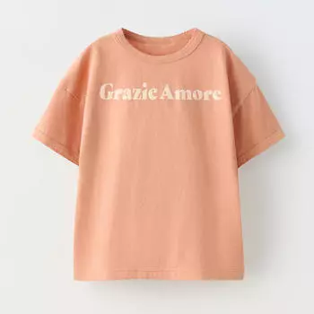 Футболка Zara With Slogan, светло-коричневый