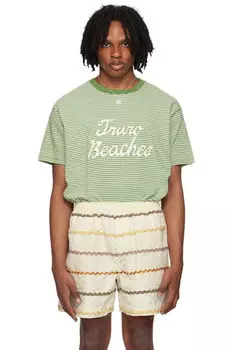 Футболка зелено-белая «Truro» Bode