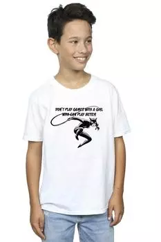 Футболка «Женщина-кошка не играй в игры» DC Comics, белый