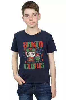 Футболка «Женщина-кошка в стиле чиби» с когтями Санта-Клауса DC Comics, темно-синий