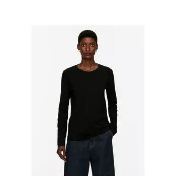 Футболка женская Arket с длинным рукавом и круглым вырезом, черный