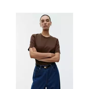 Футболка женская Arket с короткими рукавами и круглым вырезом, темно-бордовый