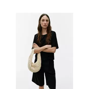 Футболка женская Arket с короткими рукавами и круглым вырезом, черный