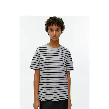 Футболка женская Arket с круглым вырезом, серый / черный