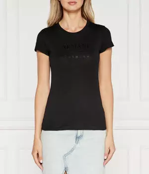 Футболка женская Armani Exchange облегающего кроя однотонная, черный