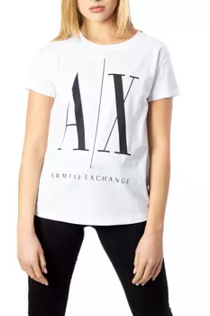 Футболка женская Armani Exchange с контрастным принтом, белый