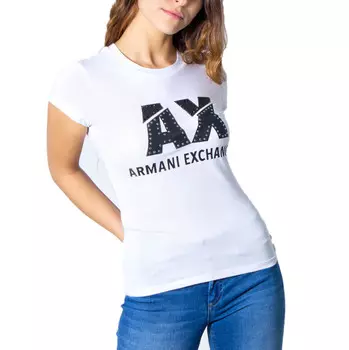 Футболка женская Armani Exchange с контрастным принтом, белый