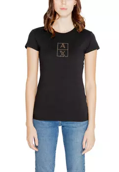 Футболка женская Armani Exchange со стразами, черный