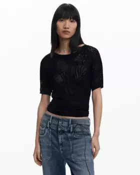 Футболка женская ажурная трикотажная Desigual, черный