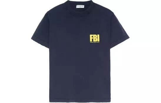 Футболка женская Balenciaga FBI, темно-синий