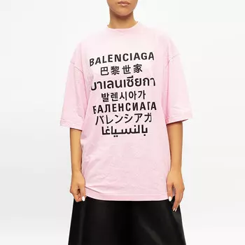 Футболка женская Balenciaga Languages, розовый