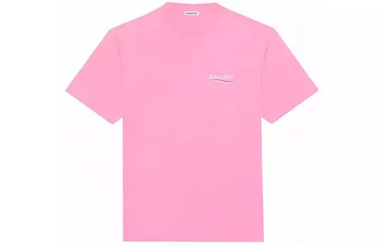 Футболка женская Balenciaga с белым логотипом, розовый