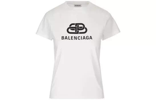 Футболка женская Balenciaga с черным логотипом, белый
