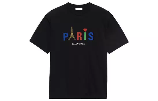 Футболка женская Balenciaga с цветным принтом, черный