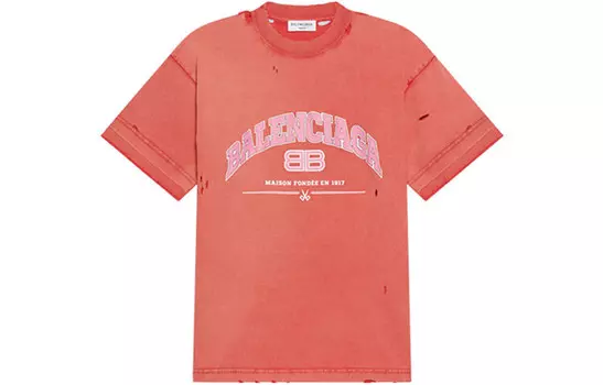 Футболка женская Balenciaga с дырками, красный