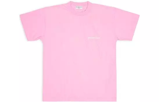 Футболка женская Balenciaga с короткими рукавами и логотипом, розовый