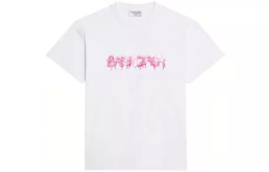 Футболка женская Balenciaga с логотипом, белый / розовый