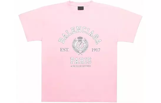 Футболка женская Balenciaga с логотипом, розовый / бело-черный