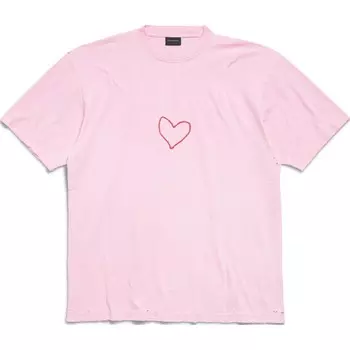 Футболка женская Balenciaga с принтом сердца, розовый