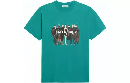 Футболка женская Balenciaga с принтом, зеленый