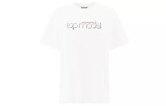 Футболка женская Balenciaga с ярким логотипом, белый