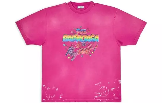Футболка женская Balenciaga с ярким логотипом, розовый