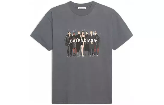Футболка женская Balenciaga с рисунком, серый