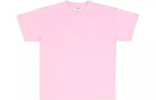 Футболка женская Balenciaga с вышитым лготипом, розовый