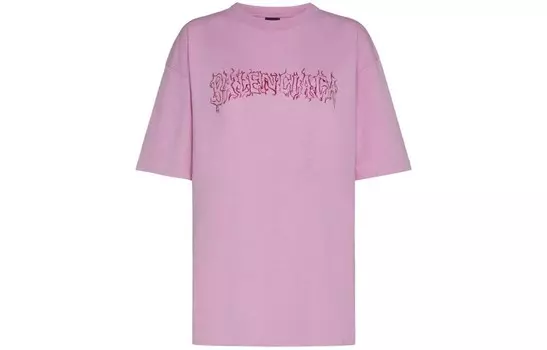 Футболка женская Balenciaga с вышитым логотипом, розовый