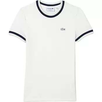 Футболка женская белая/темно-синяя Lacoste