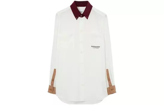 Футболка женская Burberry, белый / коричневый / бордовый