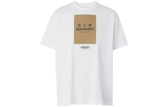 Футболка женская Burberry с логотипом, белый / бежевый