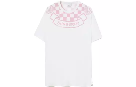 Футболка женская Burberry с логотипом, белый / розовый