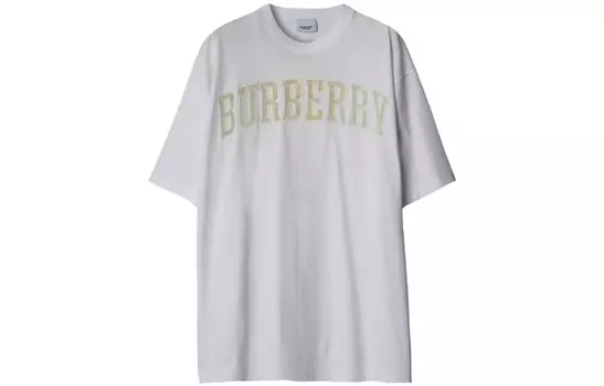 Футболка женская Burberry с логотипом, белый / золотой