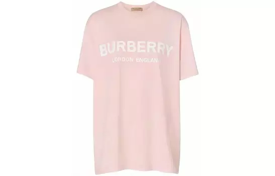 Футболка женская Burberry с принтом логотипа, розовый / белый