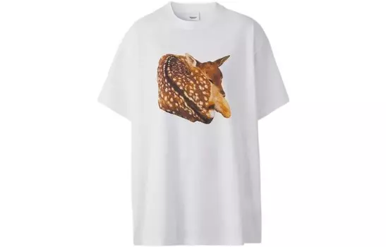 Футболка женская Burberry с рисунком, белый / коричневый