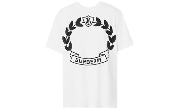Футболка женская Burberry с узором и логотипом, белый / черный