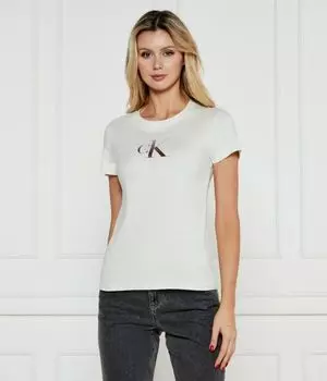 Футболка женская Calvin Klein Jeans облегающая, экрю