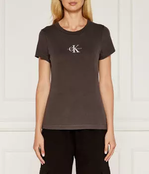 Футболка женская Calvin Klein Jeans облегающего кроя с монограммой, серый