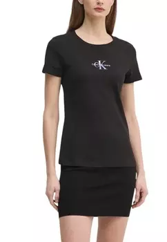 Футболка женская Calvin Klein Jeans с логотипом бренда, коричневый