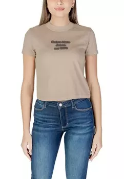 Футболка женская Calvin Klein Jeans с принтом, бежевый