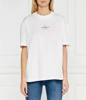 Футболка женская Calvin Klein Jeans свободного кроя с монограммой, белый