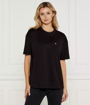 Футболка женская Calvin Klein Jeans свободного кроя с монограммой, черный
