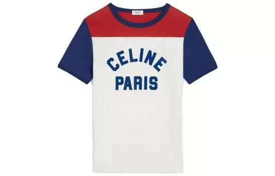 Футболка женская Celine, белый / красный / синий