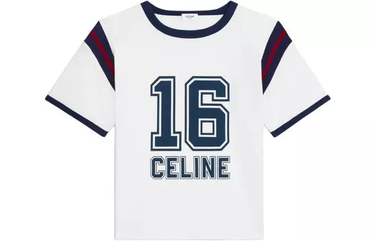 Футболка женская Celine, белый / синий / черный