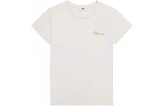 Футболка женская Celine, белый / золотой