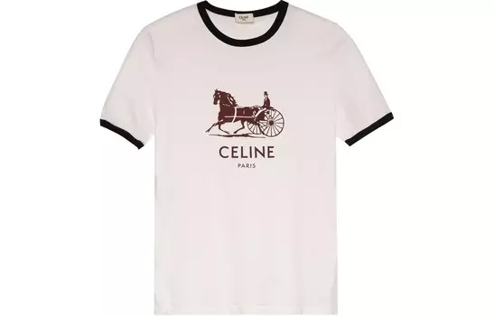 Футболка женская Celine с принтом, белый / черный