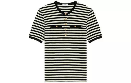 Футболка женская Celine в полоску, черный